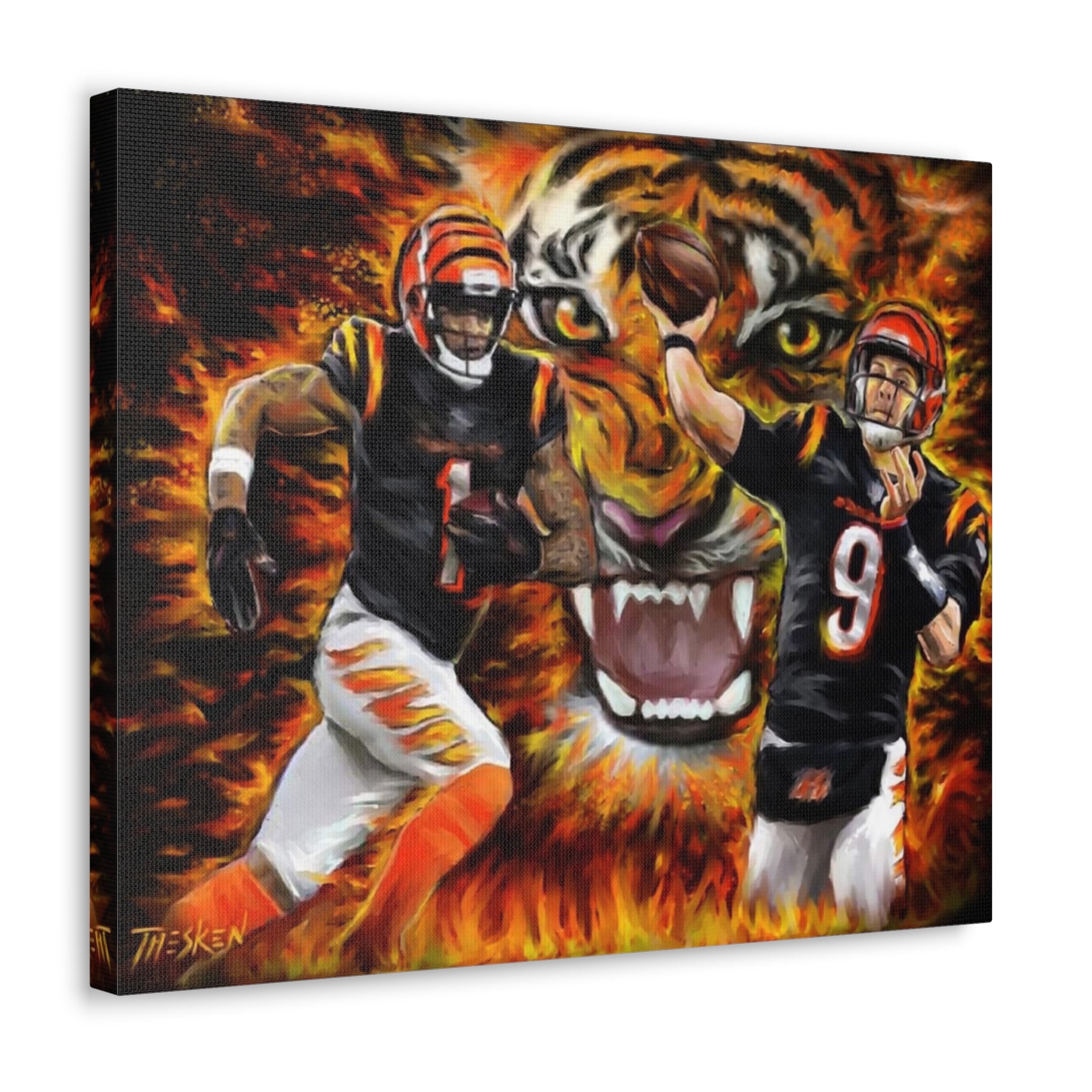 BENGALS FIRE ON CANVAS