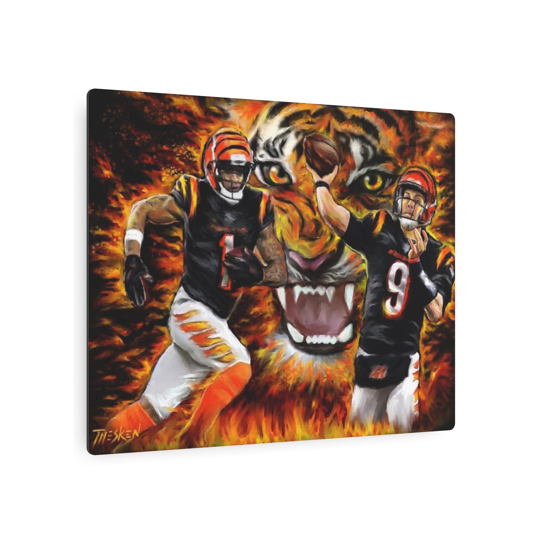 BENGALS FIRE ON BRUSHED ALUMINUM