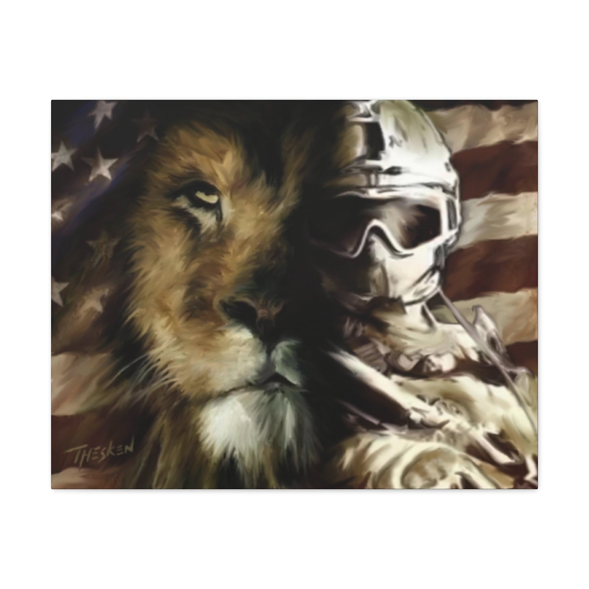 LION SOLDIER ON CANVAS