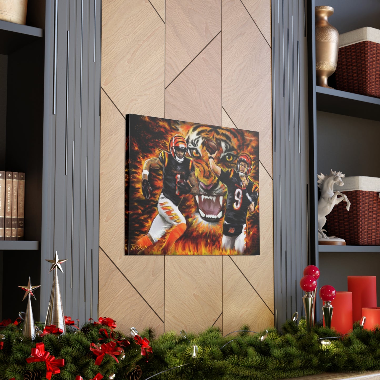 BENGALS FIRE ON CANVAS