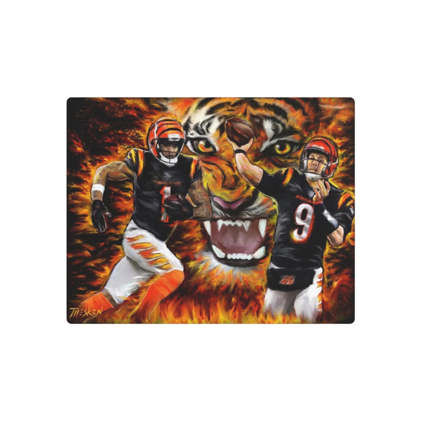 BENGALS FIRE ON BRUSHED ALUMINUM